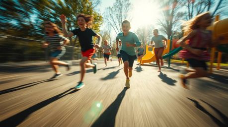 Experience a dramatic slow-motion run through a vibrant playground.  This captivating video showcases dynamic motion, bright 
