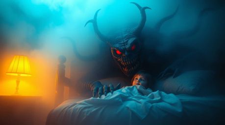 Explore a world of contrasting emotions in this artwork where bright, vibrant colors clash with a thick, foggy, and unsettlin