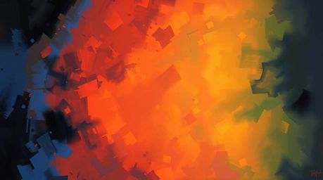 A captivating overhead oil painting depicts a glowing bioluminescent sunset reflected in a tranquil pond.  The artwork showca