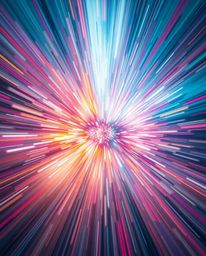 Experience the vibrant energy of cosmic explosions captured in dynamic architectural photography.  Witness colliding galaxies
