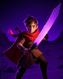 Embark on a thrilling Disney-style desert adventure with a brave hero!  Experience vibrant purples, deep shadows, and high-co