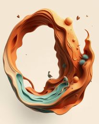 Explore a mesmerizing 3D illustration featuring fluid shapes morphing seamlessly in an endless loop. This surreal artwork ble
