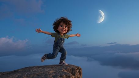 Experience a breathtaking, whimsical moment frozen in time with this photograph, captured in the enchanting style of Pixar. A