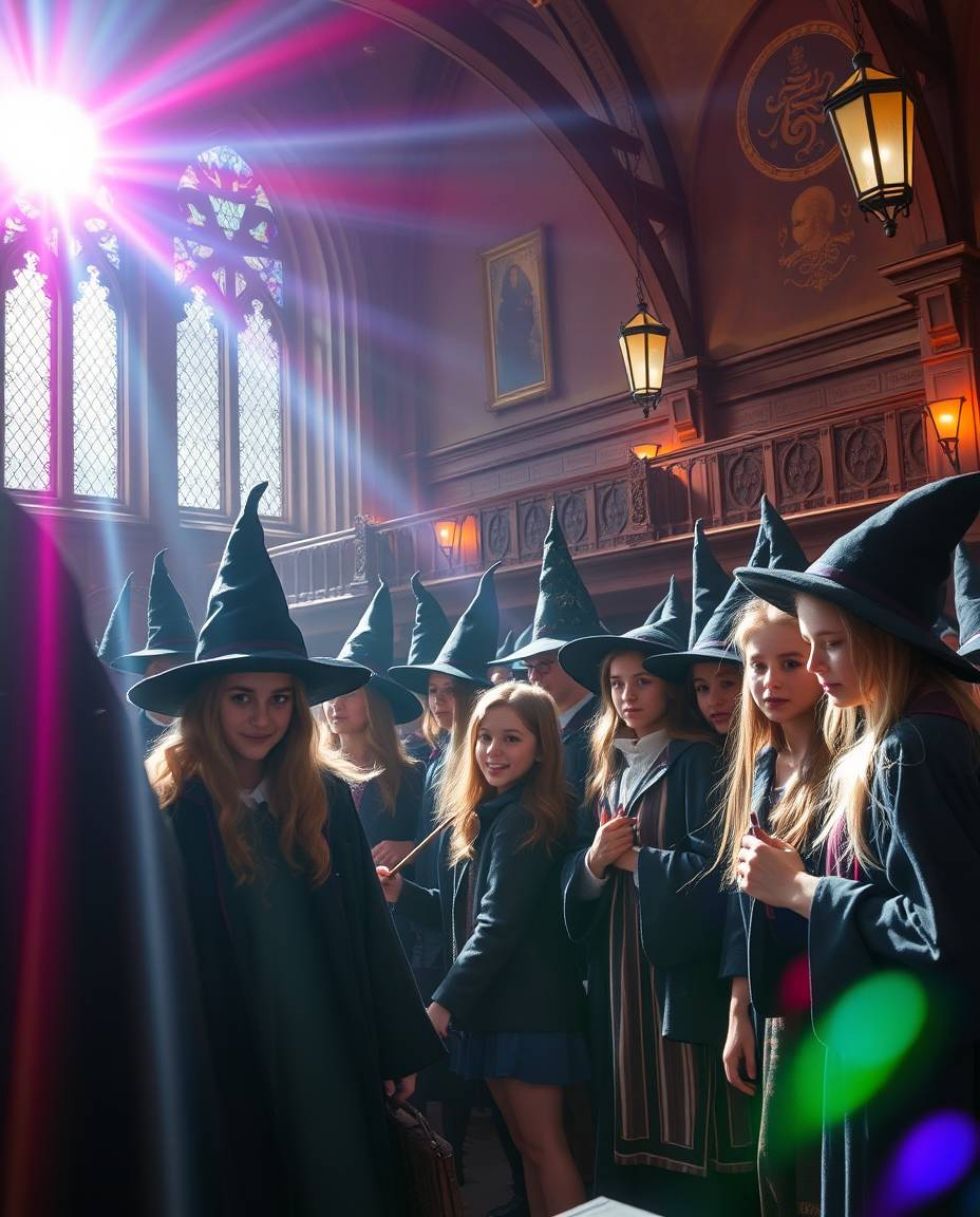 Discover a breathtaking high-resolution stock photo of a magical school brimming with young wizards.  Experience vibrant colo
