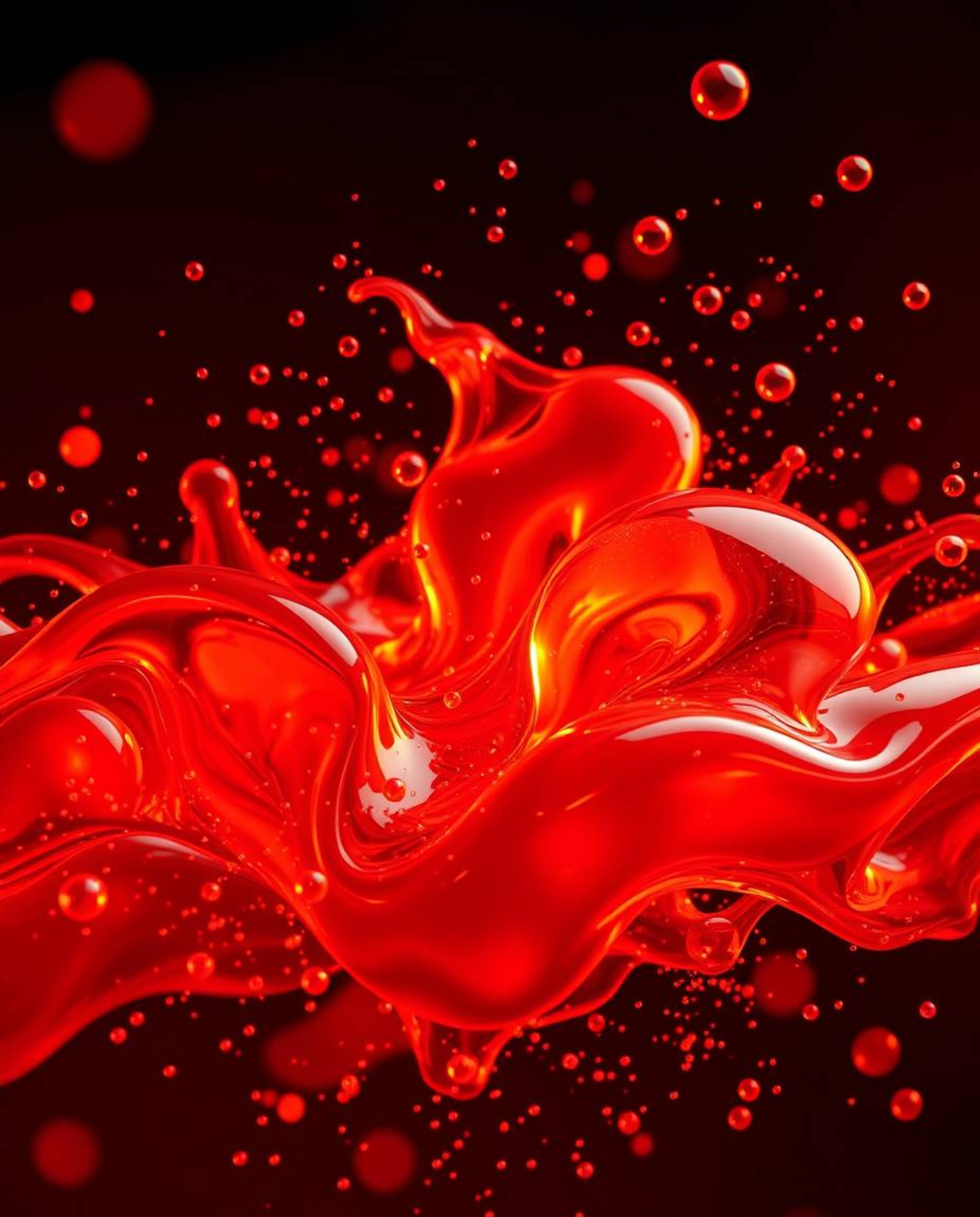 This digital image captures the mesmerizing movement of glassy fluid 3D shapes, beautifully contrasted against a backdrop of 