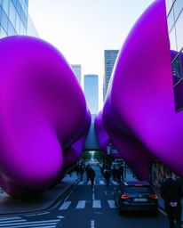 Experience captivating 3D shapes rendered in deep ultraviolet hues, featuring smooth gradient textures. These futuristic art 