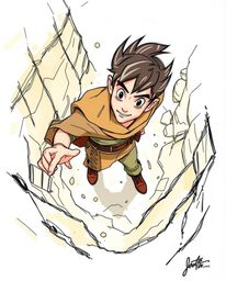 A captivating hand-drawn sketch depicts a brave Disney-style hero embarking on a thrilling desert adventure. The high-angle
