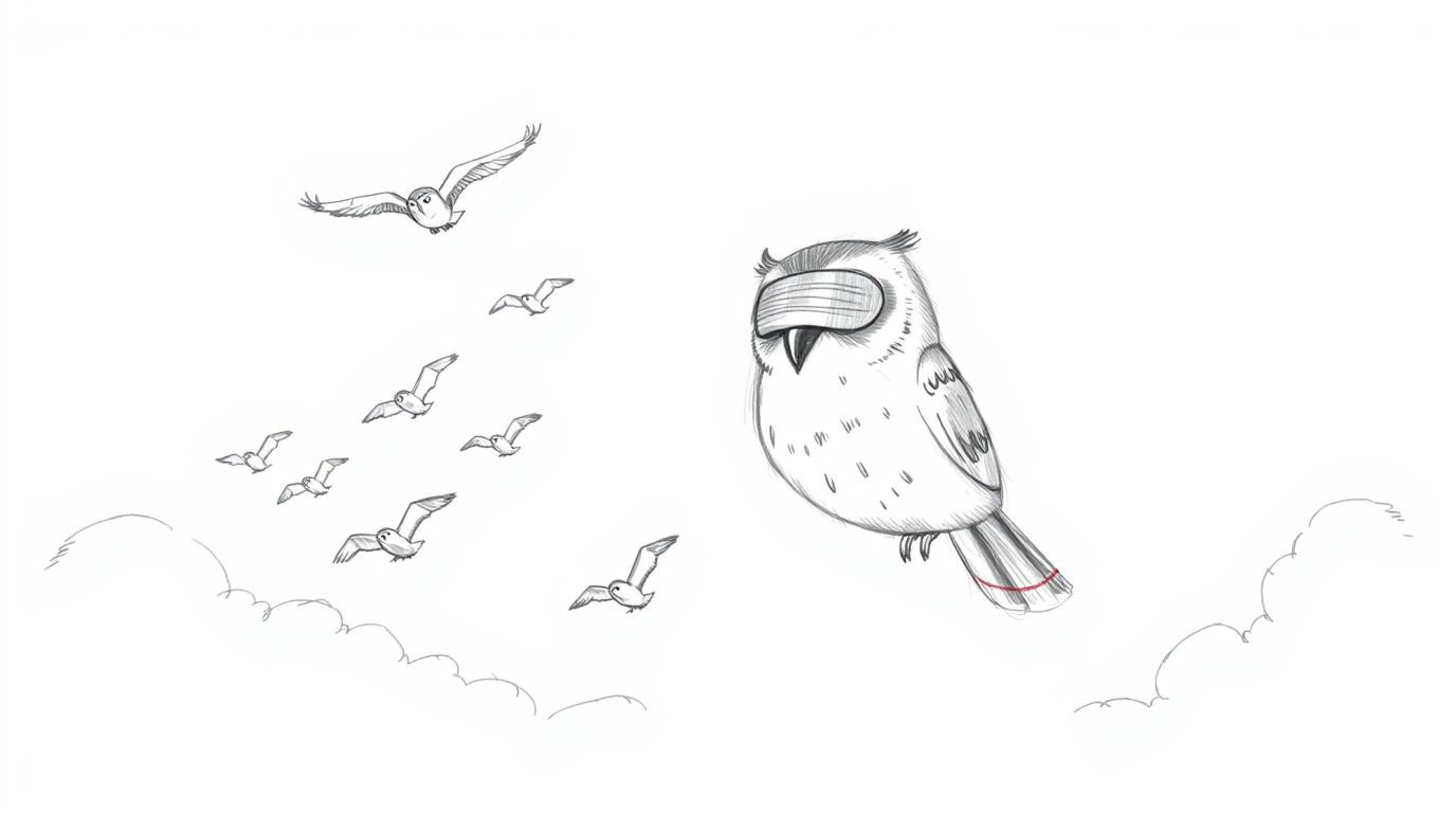 A heartwarming Pixar-esque scene featuring a blind owl with soft, expressive features. The owl, despite its blindness, is tea