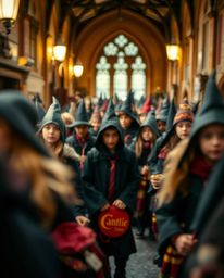 Discover captivating street photography capturing a magical school filled with young wizards.  Images feature blurred bokeh, 