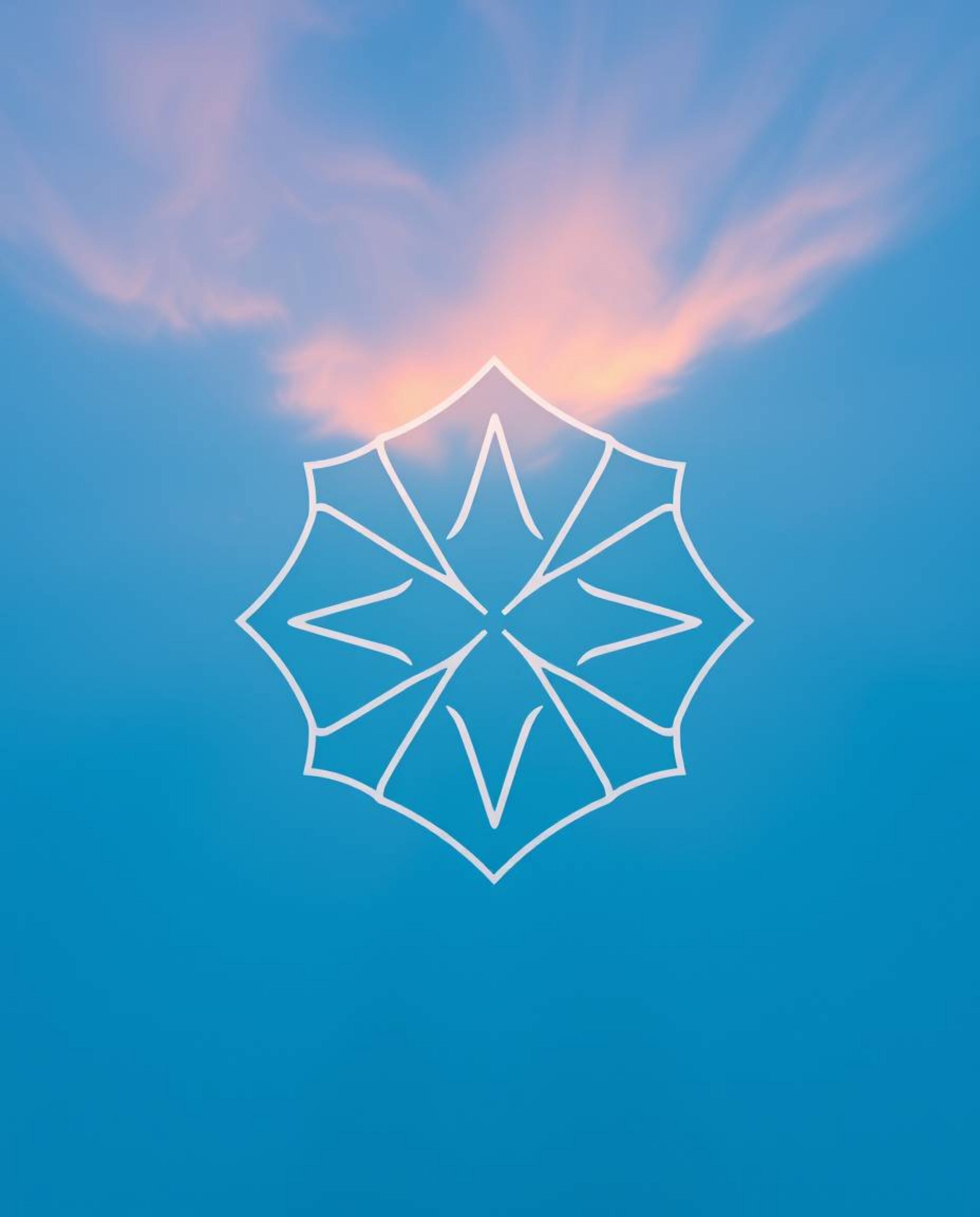 This is a pastel-colored logo design featuring a bird's-eye view of a sunset sky mirrored in tidal pools. The logo is crafted