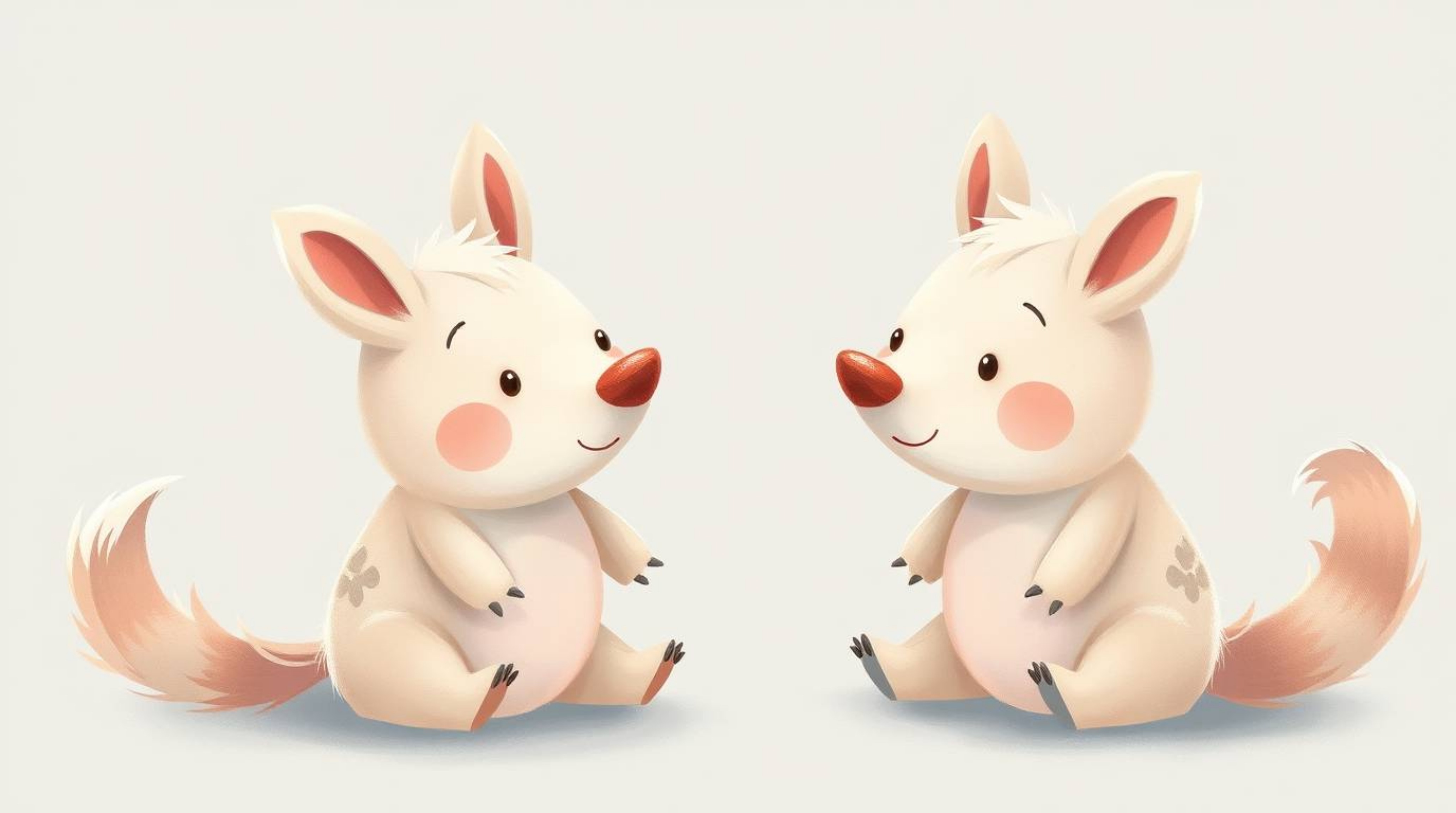A charming scene unfolds, depicting two talking animals engaging in playful mischief. Rendered in soft pastel colors, the art