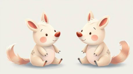 A charming scene unfolds, depicting two talking animals engaging in playful mischief. Rendered in soft pastel colors, the art