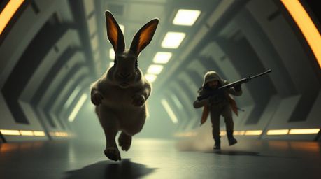 Experience a modern, futuristic grand scene filled with high contrast and low-key lighting, punctuated by epic lens glow. Wit