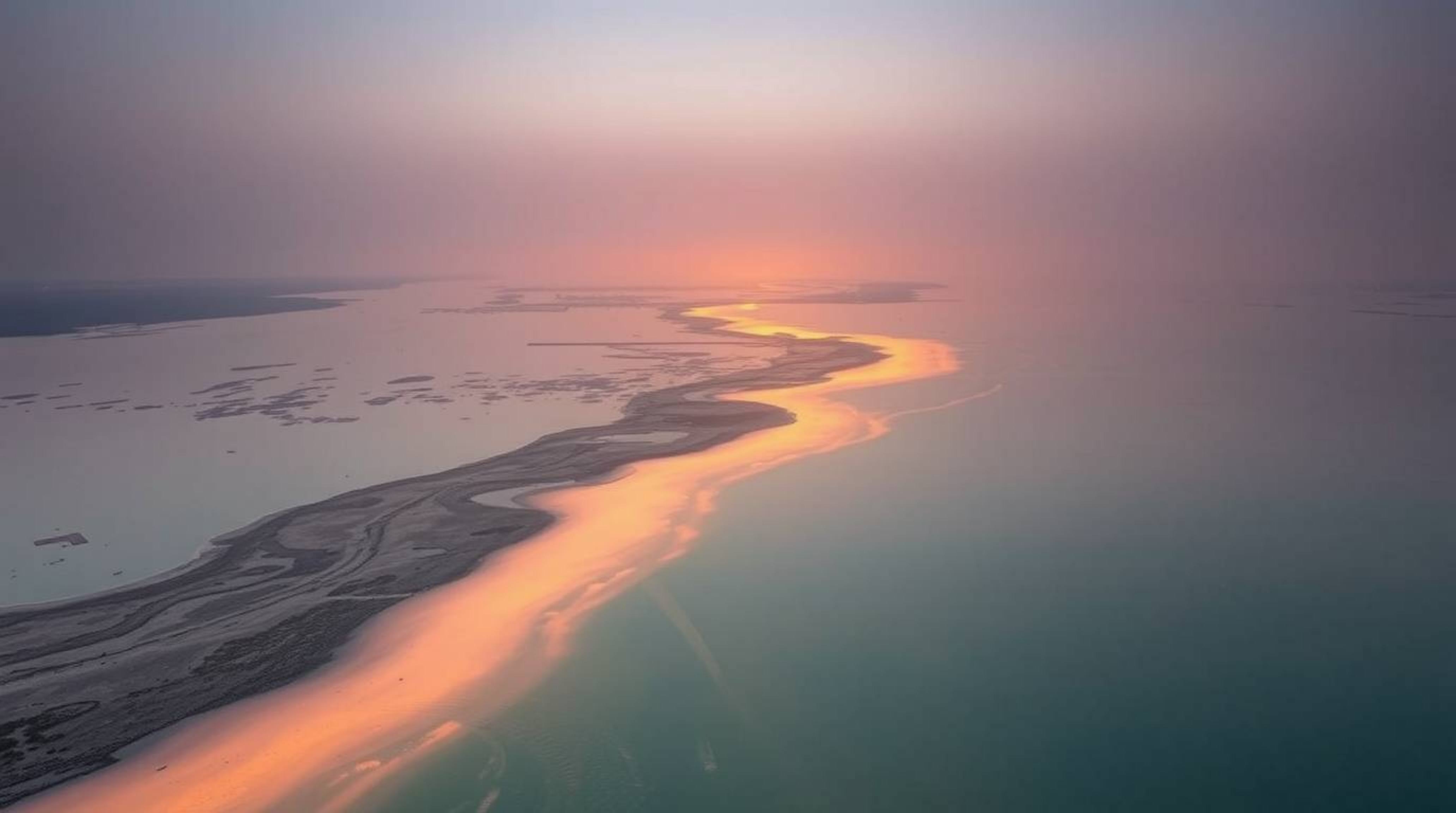 A captivating fine art photograph showcasing a river delta bathed in soft pastel and twilight hues. This unique and original 