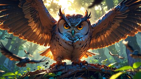 In a powerful and inspiring scene, created with the emotional depth of Pixar and the artistic grace of anime, a wise blind ow