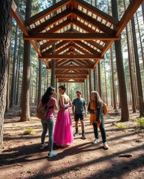 Discover stunning architectural color photography capturing a group of friends with unique powers exploring a mystical forest