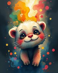 Discover captivating watercolor art featuring dramatic lighting and high contrast.  Adorable and charming subjects are brough