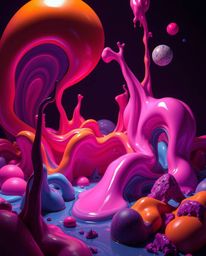Explore a mesmerizing collection of surreal and dreamlike imagery featuring abstract 3D liquid forms brought to life in elect