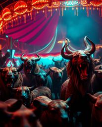 Experience the unexpected with a carnival overtaken by wild animals and illuminated by creative light art. Discover the harmo