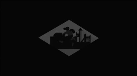 This strong, moody logo features a dramatic slow-motion run through a playground, rendered in striking geometric shapes and c