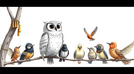 A captivating image of a blind owl, rendered in a hand-drawn Pixar style with visible pencil strokes and textured details aga