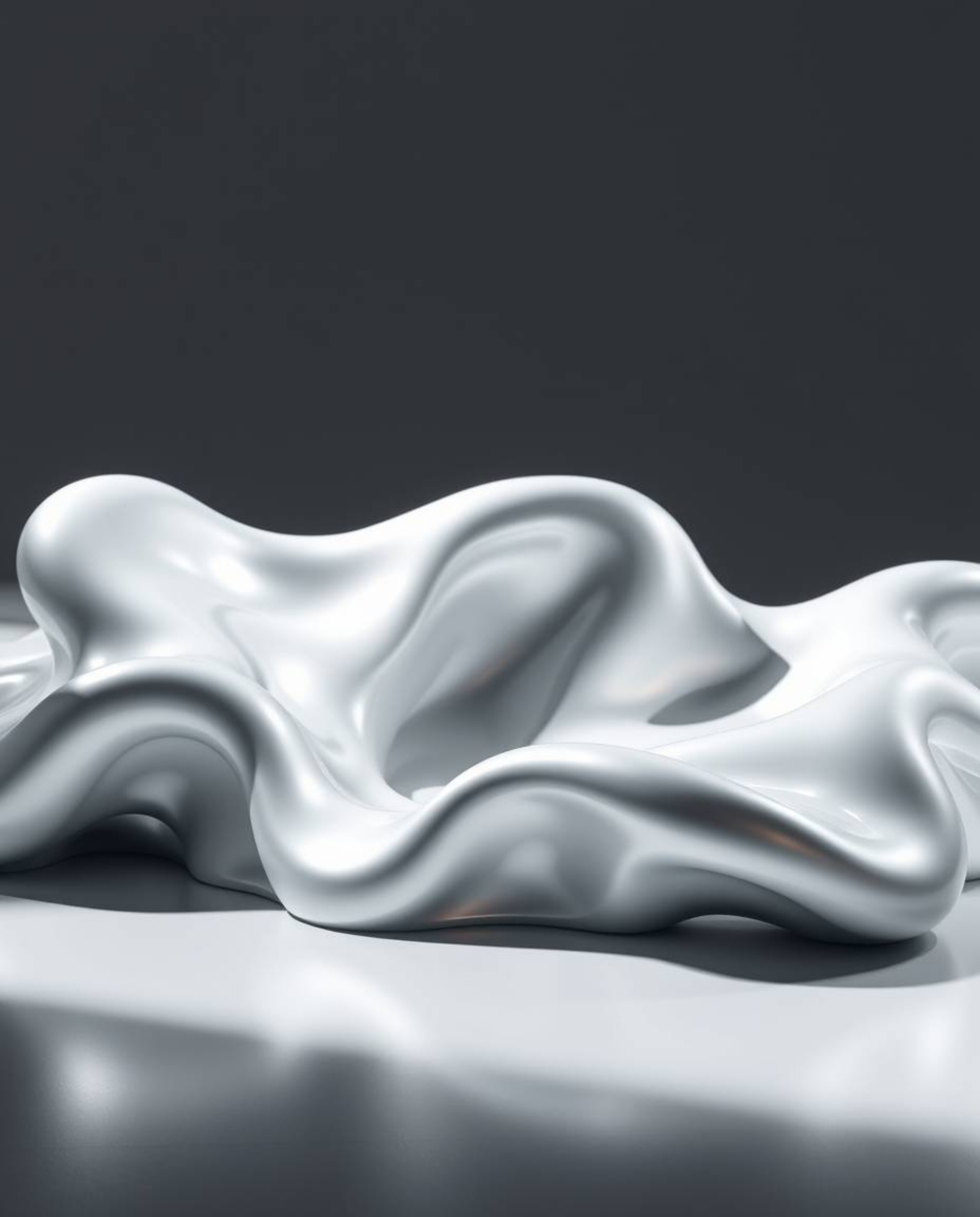Explore a collection of graceful and elegant images showcasing sculptural 3D fluid shapes meticulously crafted from mercury. 