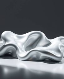 Explore a collection of graceful and elegant images showcasing sculptural 3D fluid shapes meticulously crafted from mercury. 