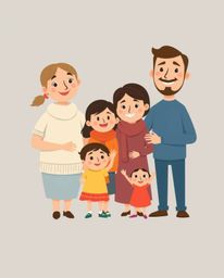 This showcases a modern flat design illustration depicting an adorable and charming family reunion in the recognizable Pixar 