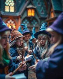Explore a magical school teeming with young wizards through an extreme macro close-up lens. Immerse yourself in a world of c