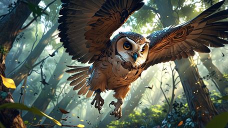 In a breathtaking display of unity and grace, beautifully rendered in a fusion of Pixar and anime styles, a wise blind owl le