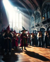 Explore a world of young wizards in a magical school brought to life with dramatic lighting, vibrant complementary colors, an