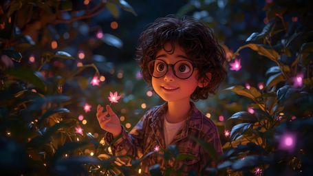 A high-resolution, meticulously detailed stock photo captures a bespectacled, curly-haired, and bright-smiled young homeschoo