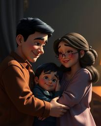 Experience a heartwarming family reunion brought to life in the iconic style of Pixar animation. This vibrant scene is enhanc